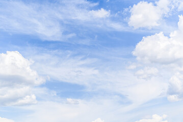 White clouds in a bright blue sky. The beauty of the nature