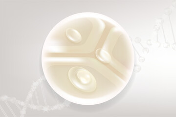 Hyaluronic acid hair and skin solutions ad, white collagen serum drops into skin cells with cosmetic advertising background ready to use, illustration vector.
