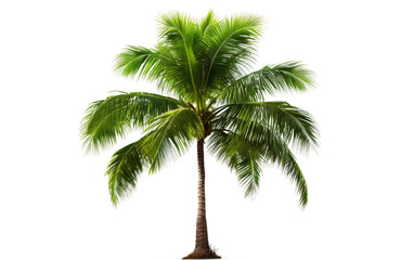 Vibrant Coconut Tree Green Fronds in Isolation Isolated on Transparent Background PNG.