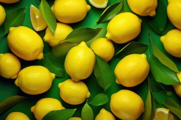 Fresh lemons advertising poster banner vibrant color