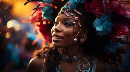 Just have fun with it. Cropped portrait of a beautiful samba dancer performing in a carnival with...