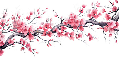 Ink painting cherry blossom in white background