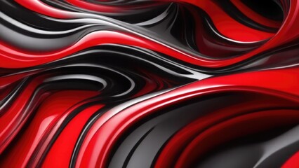 Red and black colors 3d rendering of abstract wavy liquid background
