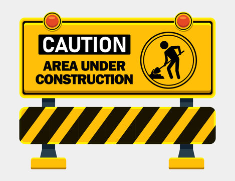 under construction warning sign working area signgage poster template background design