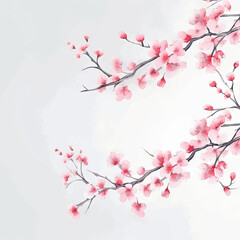 Fototapeta premium Ink painting cherry blossom white background