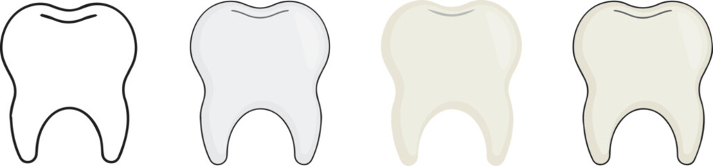 human anatomy. Teeth icon with 4 different styles. - obrazy, fototapety, plakaty