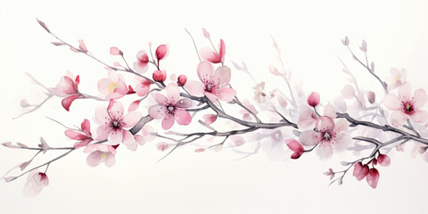 Obraz na płótnie Canvas Ink painting cherry blossom in white background