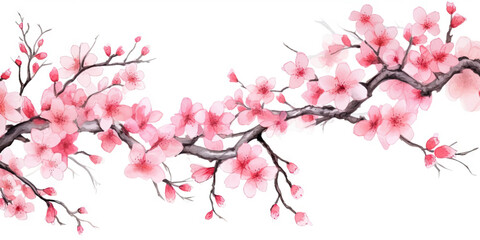 Obraz na płótnie Canvas Ink painting cherry blossom white background