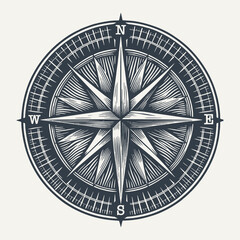 Compass. Vintage engraving style woodcut vector illustration.	
