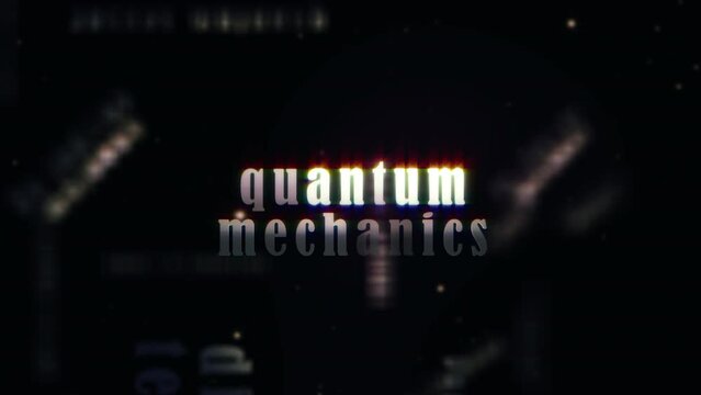 Quantum Technology glow silver text 3D with effect cinematic title animation on black abstract background. 