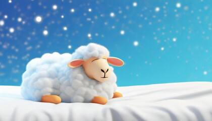 ベッドで休む羊さん