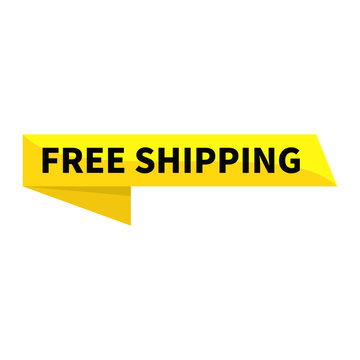 Free Shipping In Yellow Ribbon Rectangle Shape For Sale Promotion Business Marketing Social Media Information

