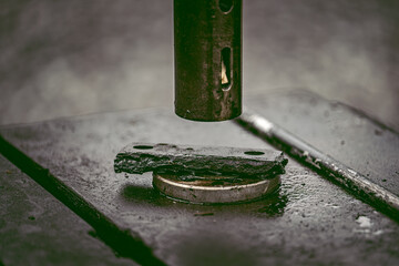 Close up to detail of soviet style old machines