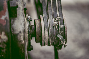 Close up to detail of soviet style old machines