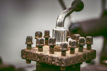 Close up to detail of soviet style old machines