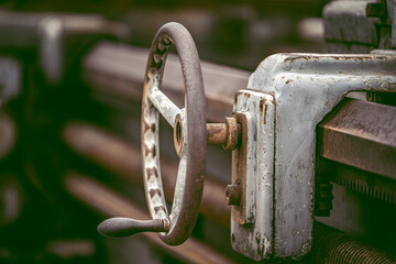 Close up to detail of soviet style old machines