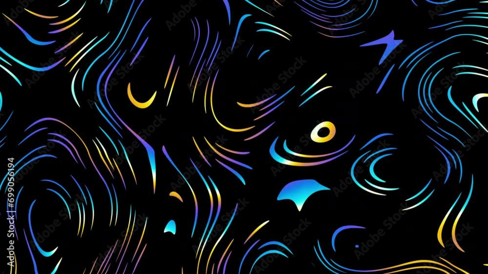 Poster Beautiful abstract wavy lines technology backdrop wave digital effect particles. Seamless Loop 4k