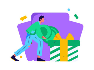 Holiday shopping people doing e-commerce online shopping flat vector concept operation hand drawn illustration
