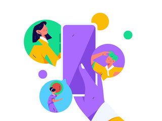 Holiday shopping people doing e-commerce online shopping flat vector concept operation hand drawn illustration
