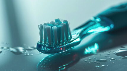 Closeup of Electric modern ultrasonic automatic toothbrush. The latest technology for effective cleaning of teeth and gums. - obrazy, fototapety, plakaty