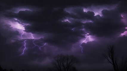 Naklejka premium Black dark Maroon blue dramatic night sky. Gloomy ominous storm rain clouds background. Cloudy thunderstorm hurricane wind lightning