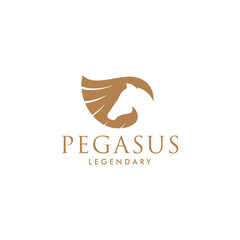 Vector Logo Design Pegasus Horse Modern Minimalist Style.