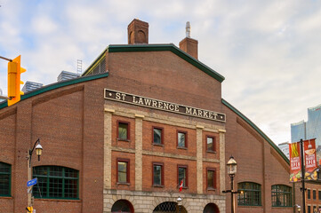 Colonial facade of the St. Lawrence Market (1820) in Toronto, Canada