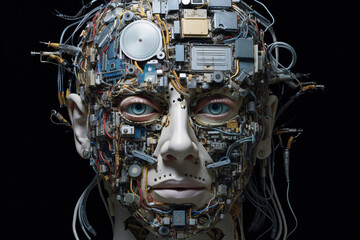 Portrait of a human-like robot, depicting artificial intelligence