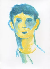 Fotobehang young man. watercolor painting. illustration © Anna Ismagilova