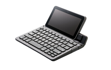 Foldable Bluetooth Keyboard On a White or Clear Surface PNG Transparent Background.