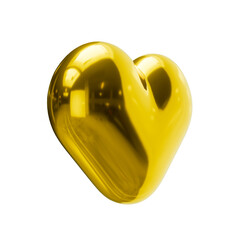 3d rendering heart made of gold isolated on a white background