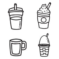 Bubble Boba milk tea, Pearl milk tea, outline for coloring vector and illustration. - 699064752