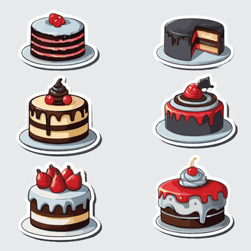 set vector of cake, editable and easy to use