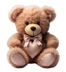 Adorable Teddy Bear Embracing Heart - AI-Generated Illustration with Transparent