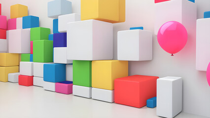 3d render of colorful cubes