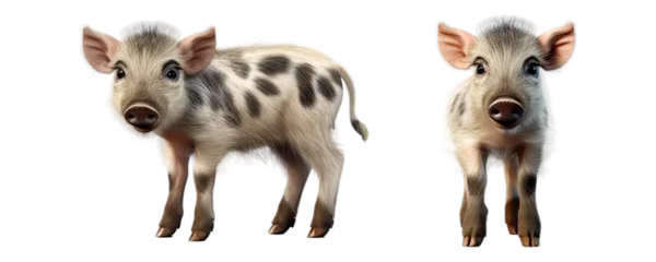 Poster Set of wild boar animal, isolated on transparent of white background © NightTampa