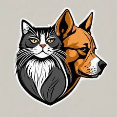 cat and dog logo icon isolated on white background