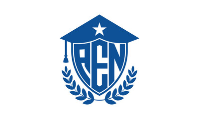 AEN three letter iconic academic logo design vector template. monogram, abstract, school, college, university, graduation cap symbol logo, shield, model, institute, educational, coaching canter, tech