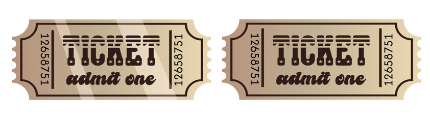 movie tickets, vintage western style ticket template. beige red color. grunge design with stars
