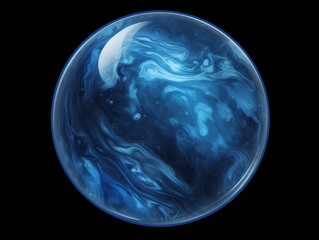 Naklejka na ściany i meble Abstract blue soap bubble isolated on black background. 3d rendering. Generative AI