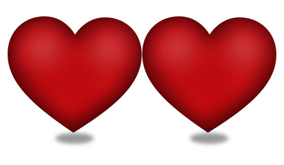 Twin Red Hearts Isolated on White