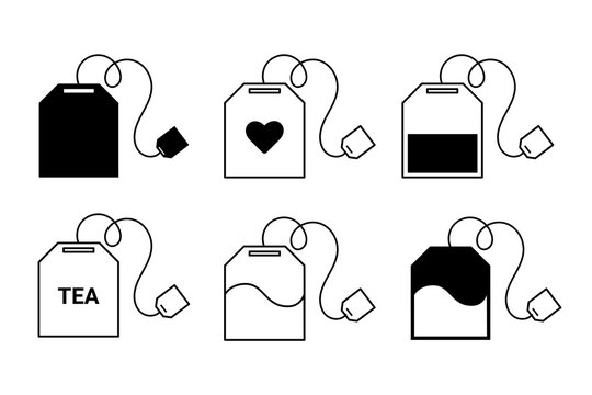 Collection of teabag.Tea bag icons set. Line art vector illustration. Tea bag icon for apps and websites. 