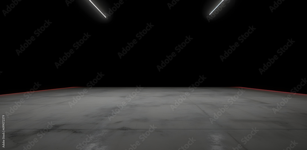 Poster Rough textured surface with cracks in the grey concrete floor . Texture or background.