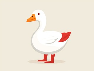 illustration of a white goose on a light background. Flat style. Generative AI