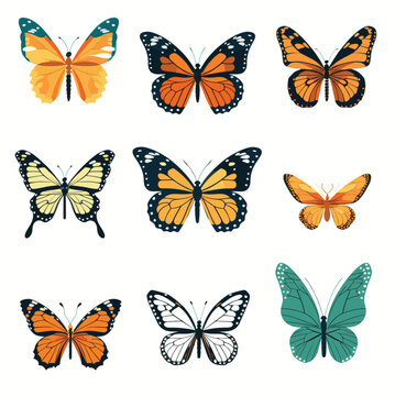 Simple logo of Monarch butterfly silhouettes collection 
