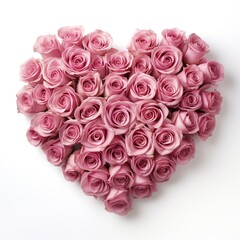 Heart of Roses on White Background. Love, Valentine, Affection
