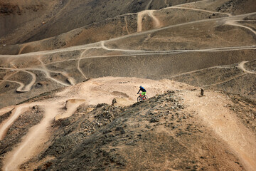 Enduro bikers challenging the lines at el Morro Solar Chorrillos Lima Peru