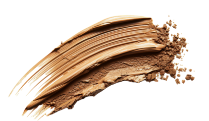 Foundation in cicular shape, brush stroke isolated on white background.