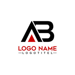 A B Logo. AB Letter Logo Design with Black and Red Color