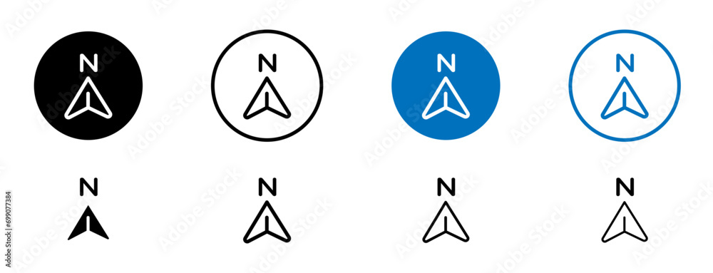 Canvas Prints north line icon set. compass map north direction line symbol in black and blue color.